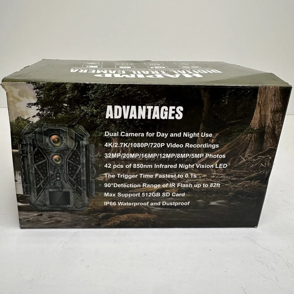 Hapimp Trail Camera 32MP 4K Video Dual Camera NightVision W/32GB SD card X 2